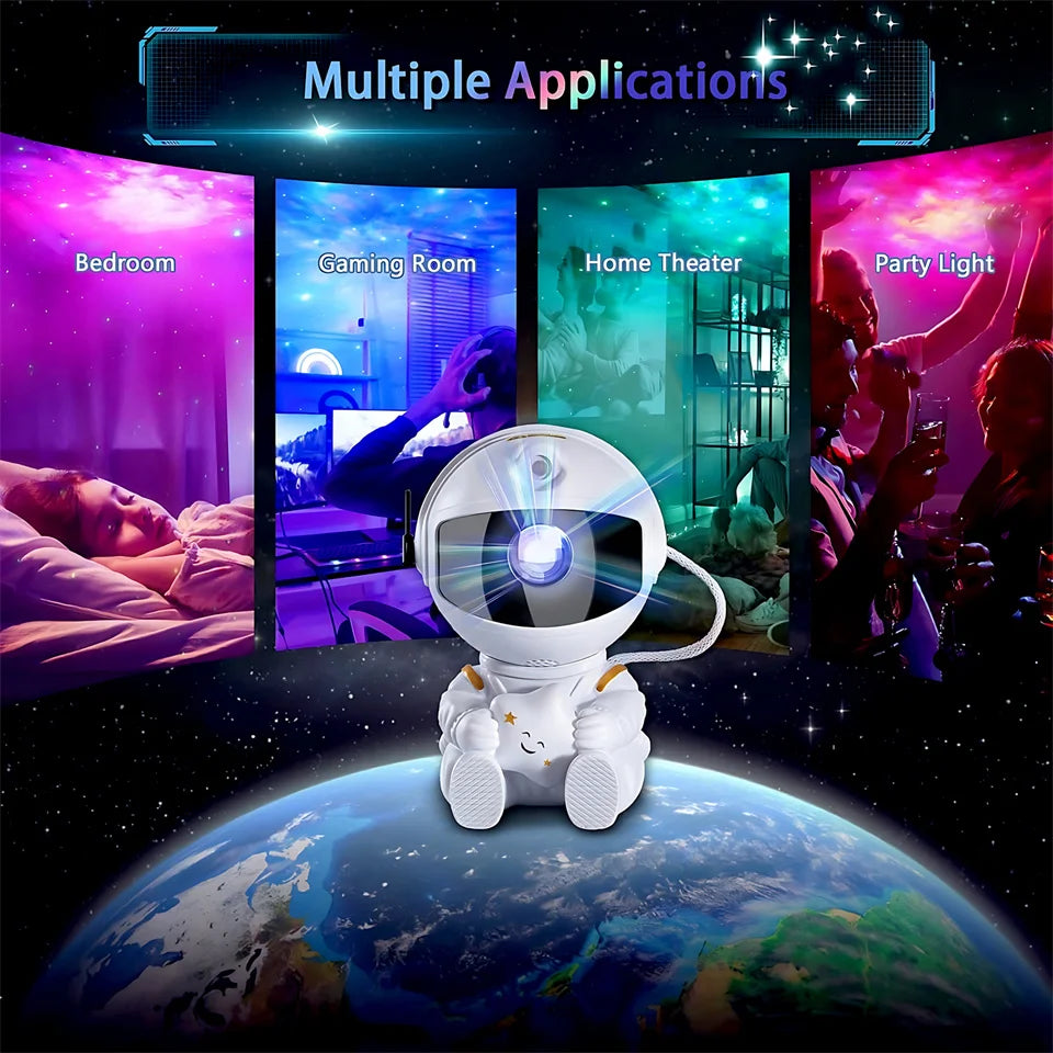 Lampe projecteur astronaute – veilleuse étoiles au plafond