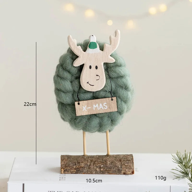 Décorations de Noël – Petits animaux, père noël et sapin en bois et feutre de laine