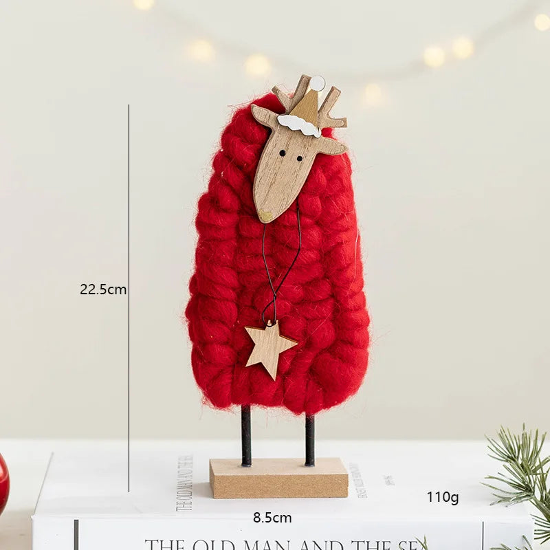 Décorations de Noël – Petits animaux, père noël et sapin en bois et feutre de laine