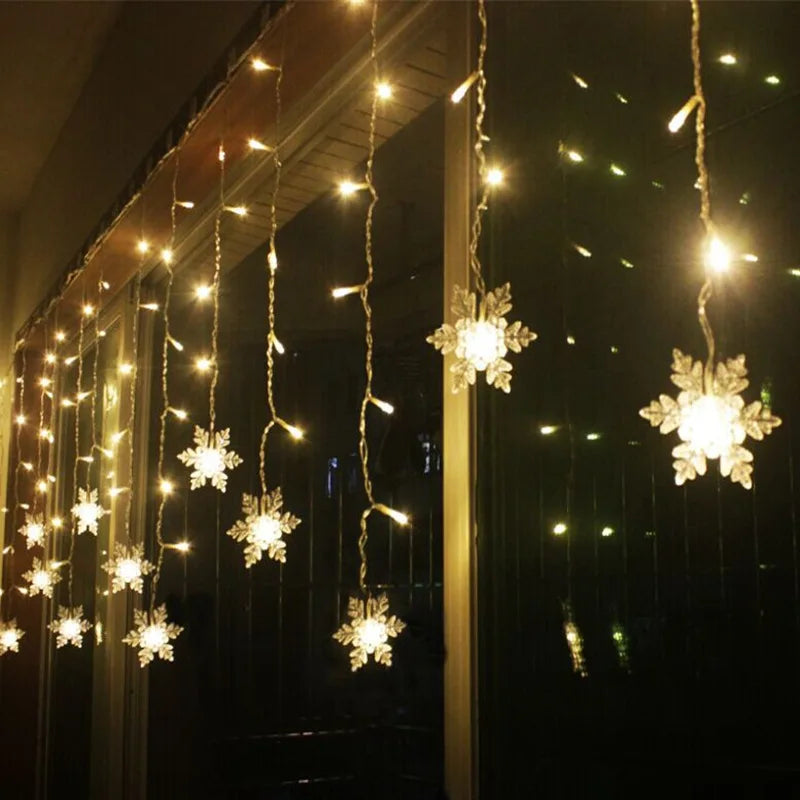 Guirlande de Noël flocon de neige en rideau lumineux