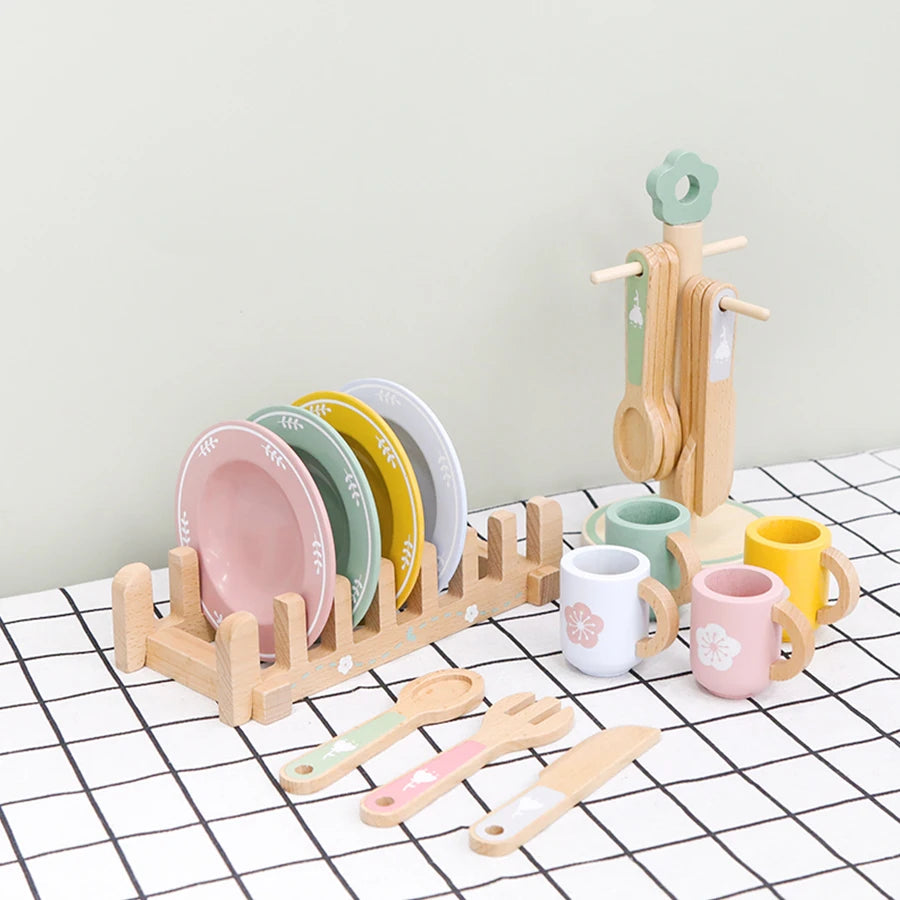 Ensemble de vaisselle en bois pour enfants