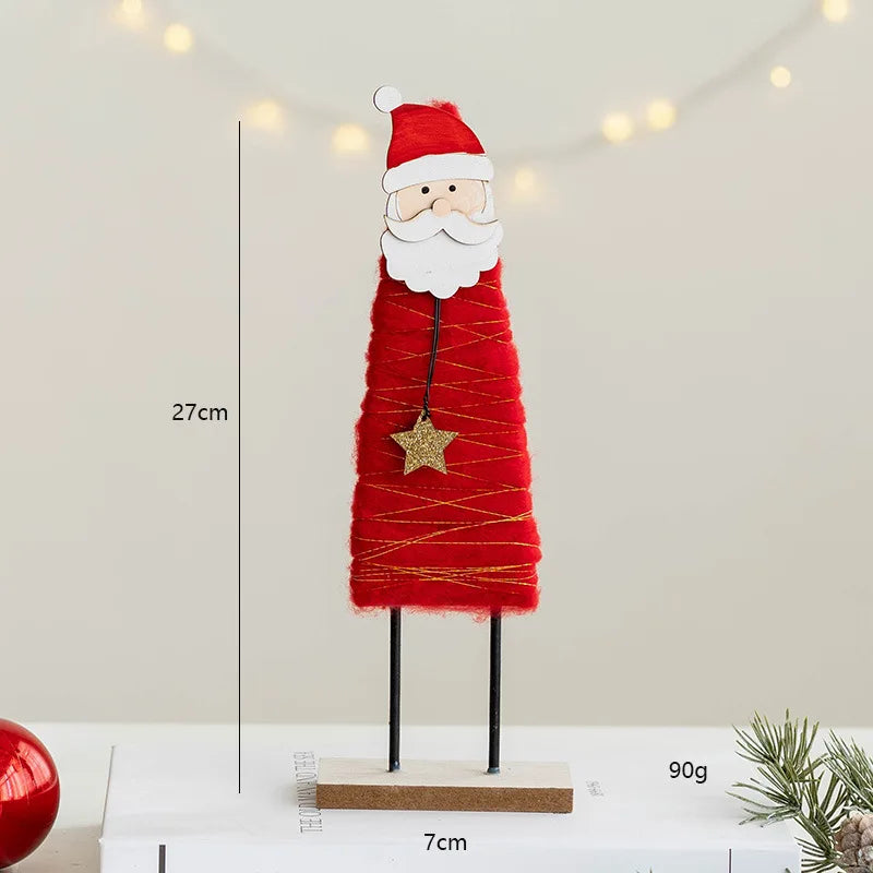 Décorations de Noël – Petits animaux, père noël et sapin en bois et feutre de laine