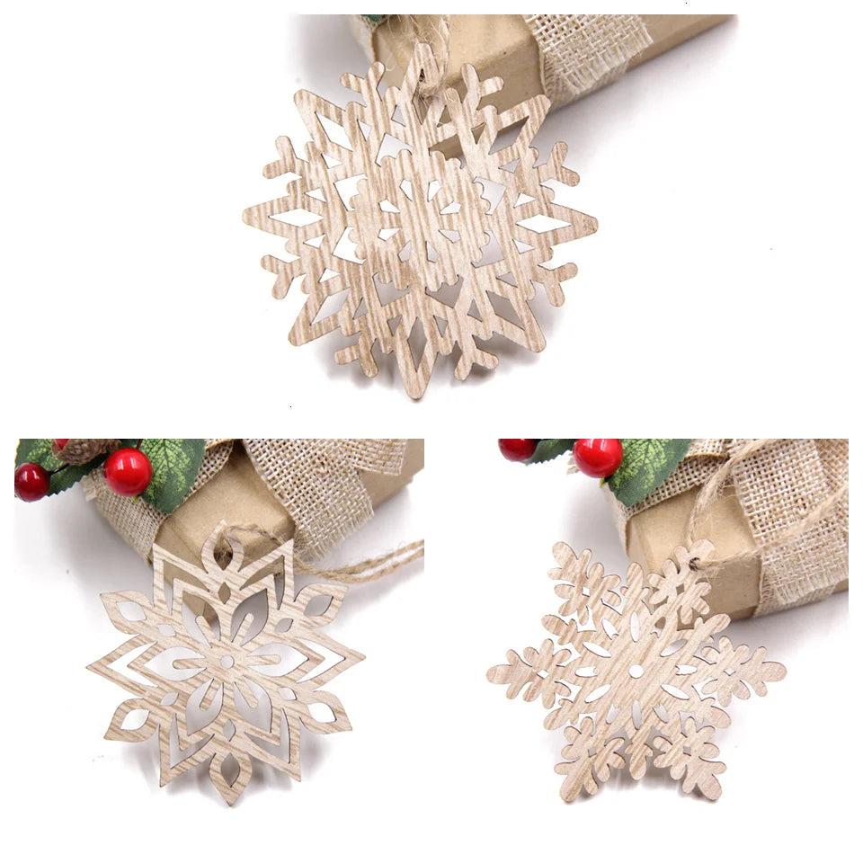 Décorations de sapin – Flocons en bois à suspendre