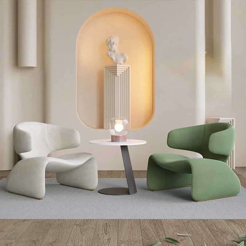 Fauteuil design en tissu – Structure en fer noir, style moderne et luxueux