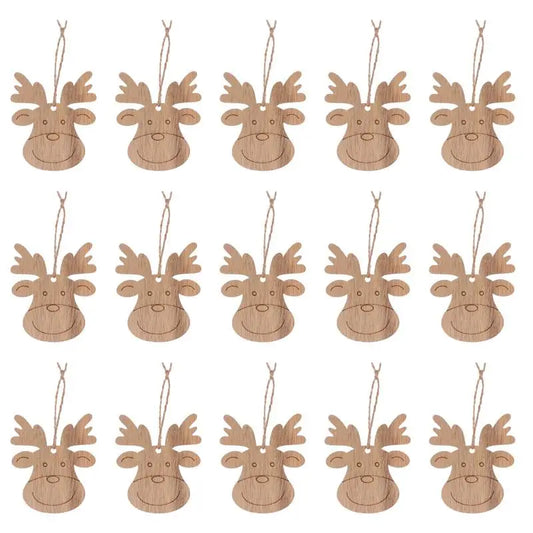 Décorations de sapin – Têtes de rennes en bois (20 pièces)