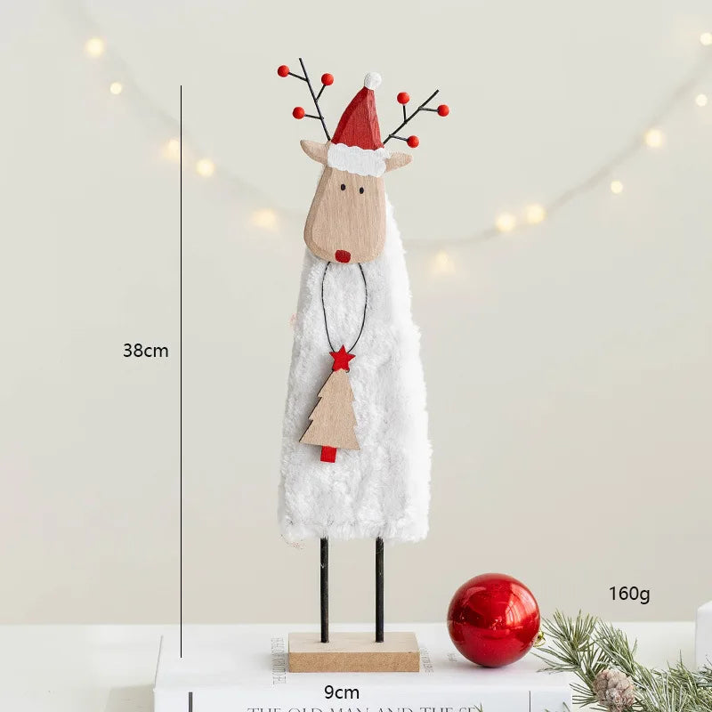 Décorations de Noël – Petits animaux, père noël et sapin en bois et feutre de laine