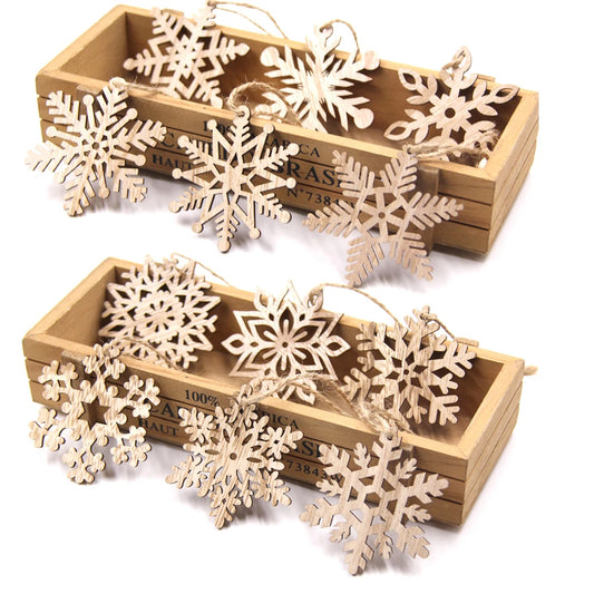 Décorations de sapin – Flocons en bois à suspendre