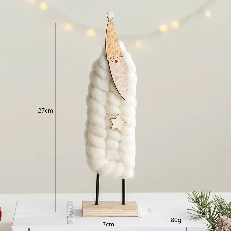 Décorations de Noël – Petits animaux, père noël et sapin en bois et feutre de laine
