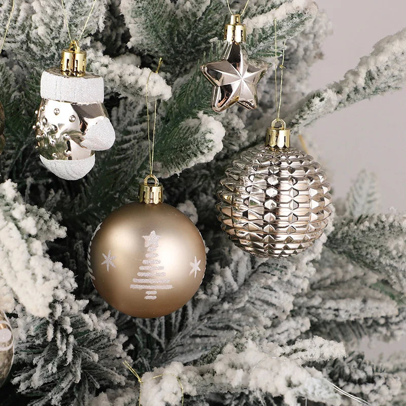 Lot de 42 boules de Noël blanches et champagne