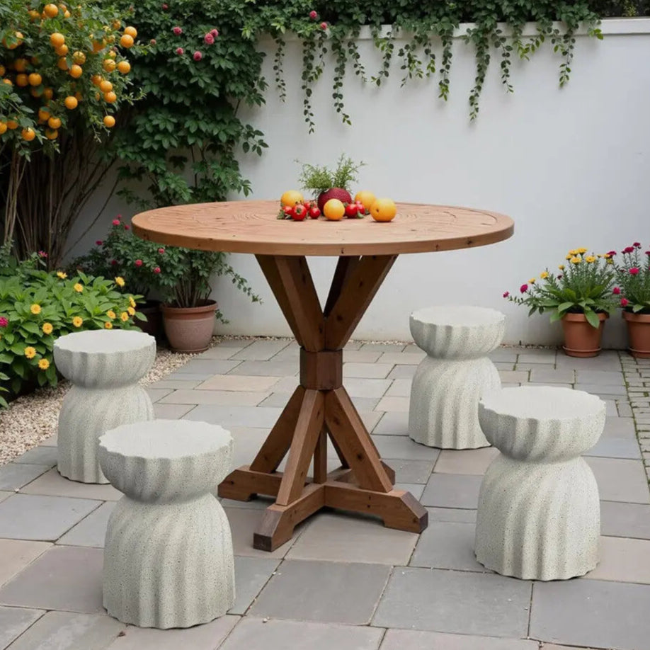 Tabouret design en béton blanc – Table d’appoint minimaliste