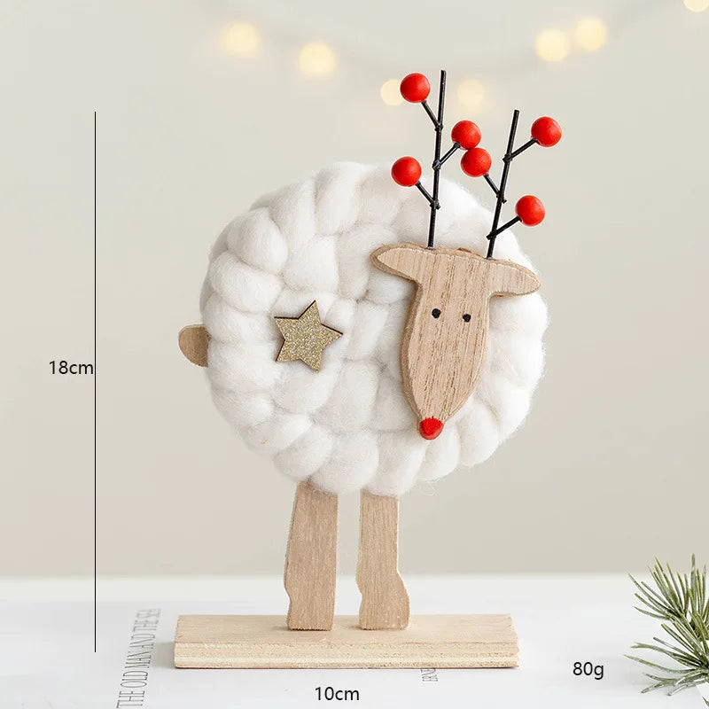 Décorations de Noël – Petits animaux, père noël et sapin en bois et feutre de laine