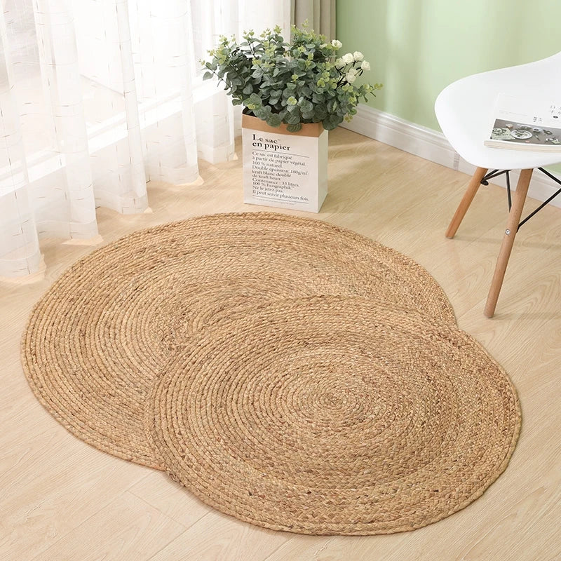 Tapis rond en jute tressée – Naturel et bohème chic