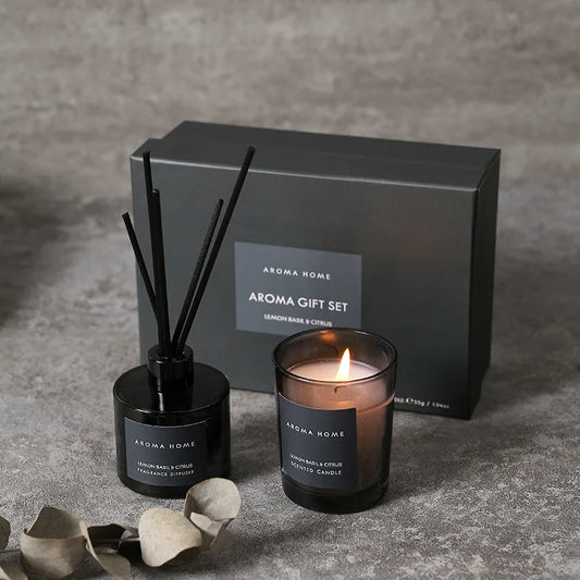 Bougies parfumées avec diffuseur et bâtonnets – Différentes senteurs et coloris