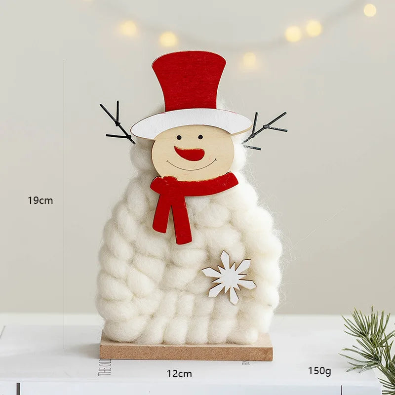 Décorations de Noël – Petits animaux, père noël et sapin en bois et feutre de laine