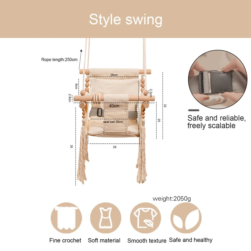 Chaise balançoire en bois pour enfants