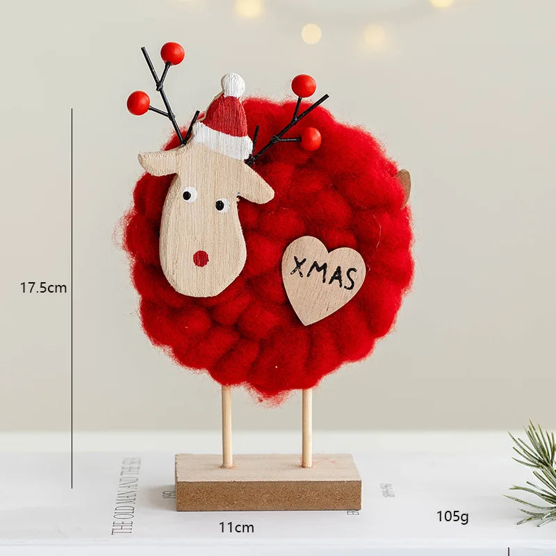 Décorations de Noël – Petits animaux, père noël et sapin en bois et feutre de laine