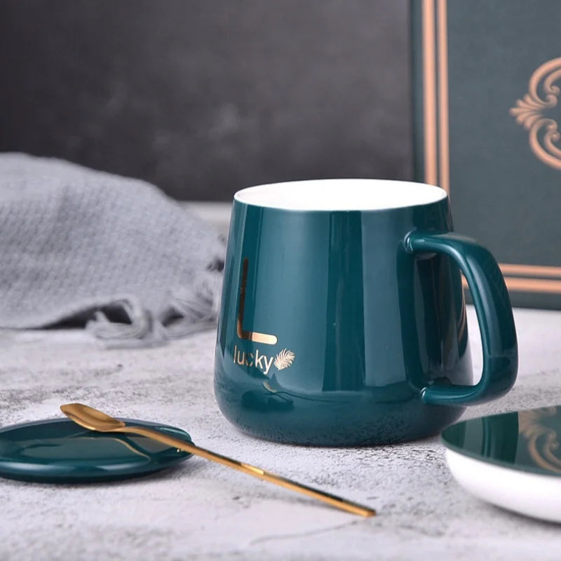 Tasse chauffante avec cuillère et base thermostatique – Coffret cadeau en céramique | Idée cadeau originale