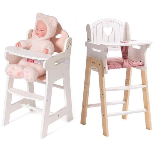 Chaise haute pour poupées en bois
