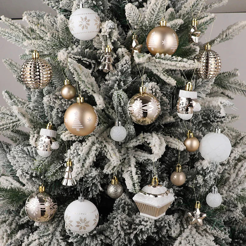 Lot de 42 boules de Noël blanches et champagne