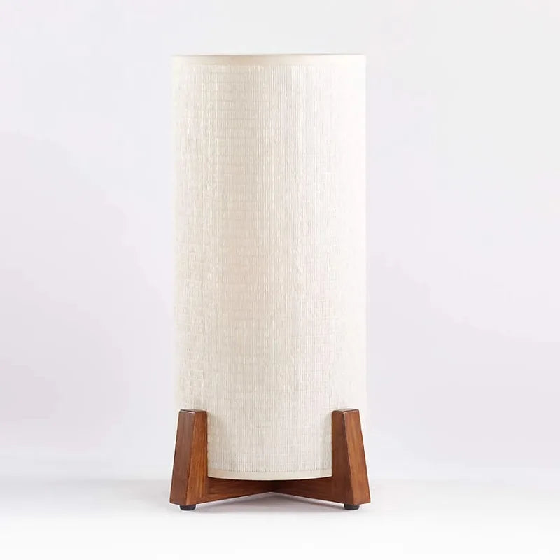 Lampadaire scandinave en bois naturel – Abat-jour en tissu clair