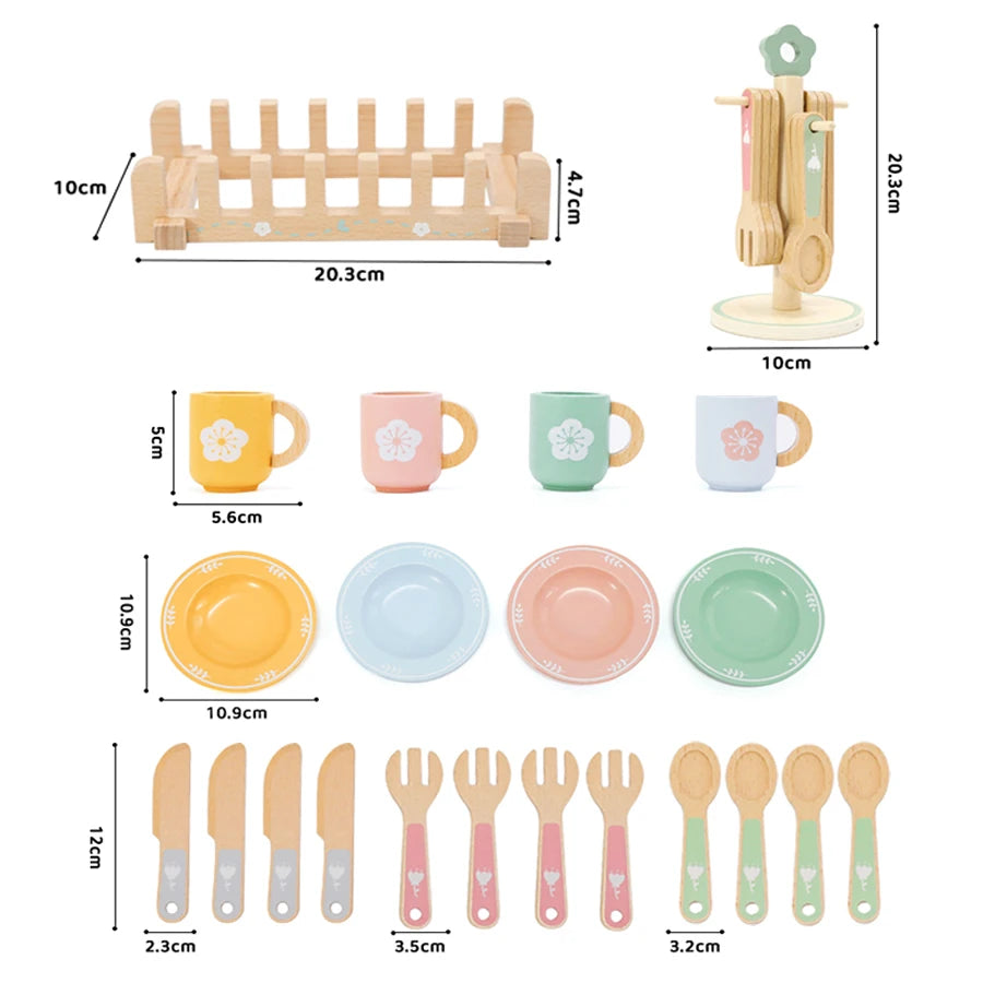 Ensemble de vaisselle en bois pour enfants