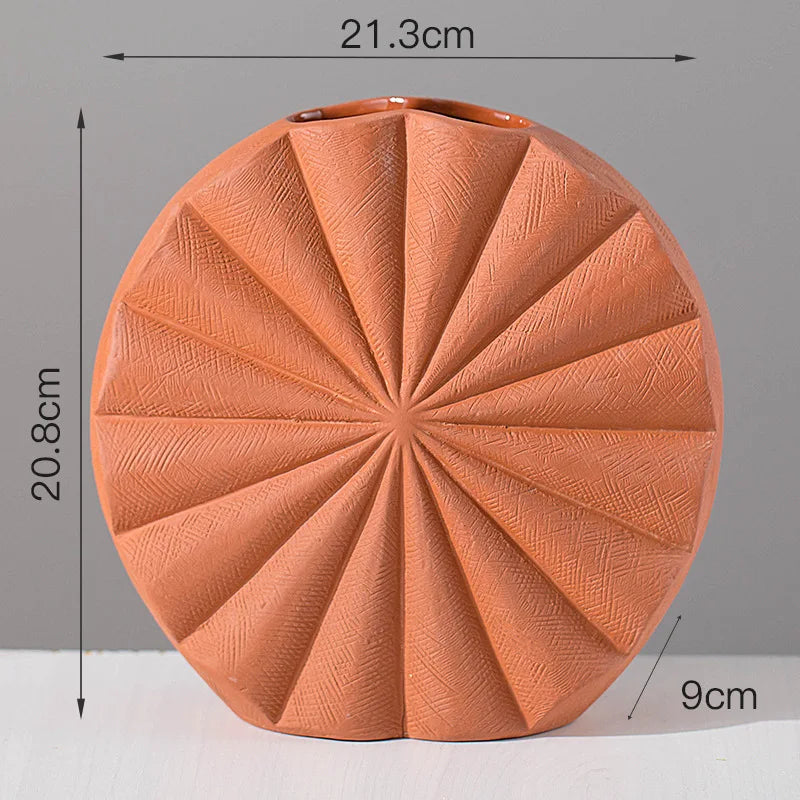 Vase rond en céramique terracotta – Élégance naturelle & design bohème