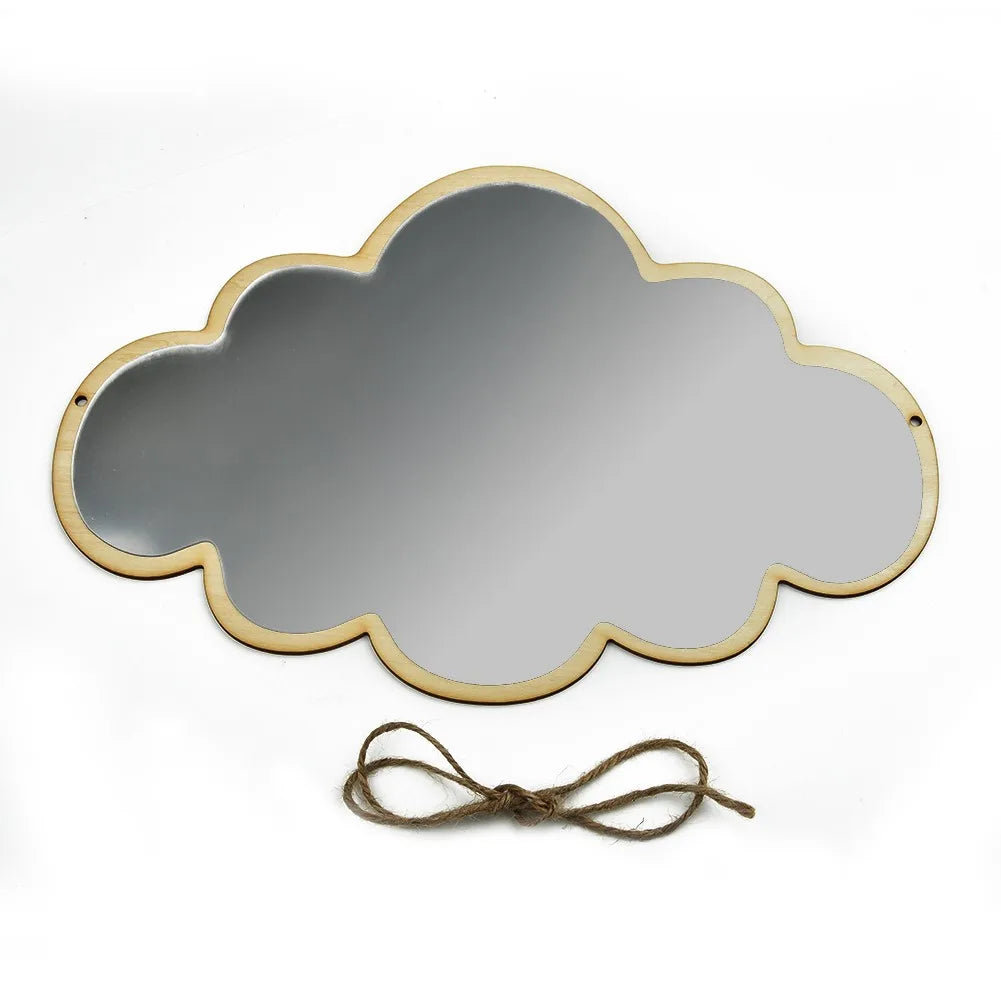Miroir nuage en acrylique avec base en bois