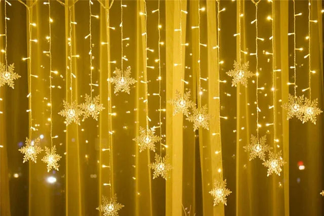 Guirlande de Noël flocon de neige en rideau lumineux