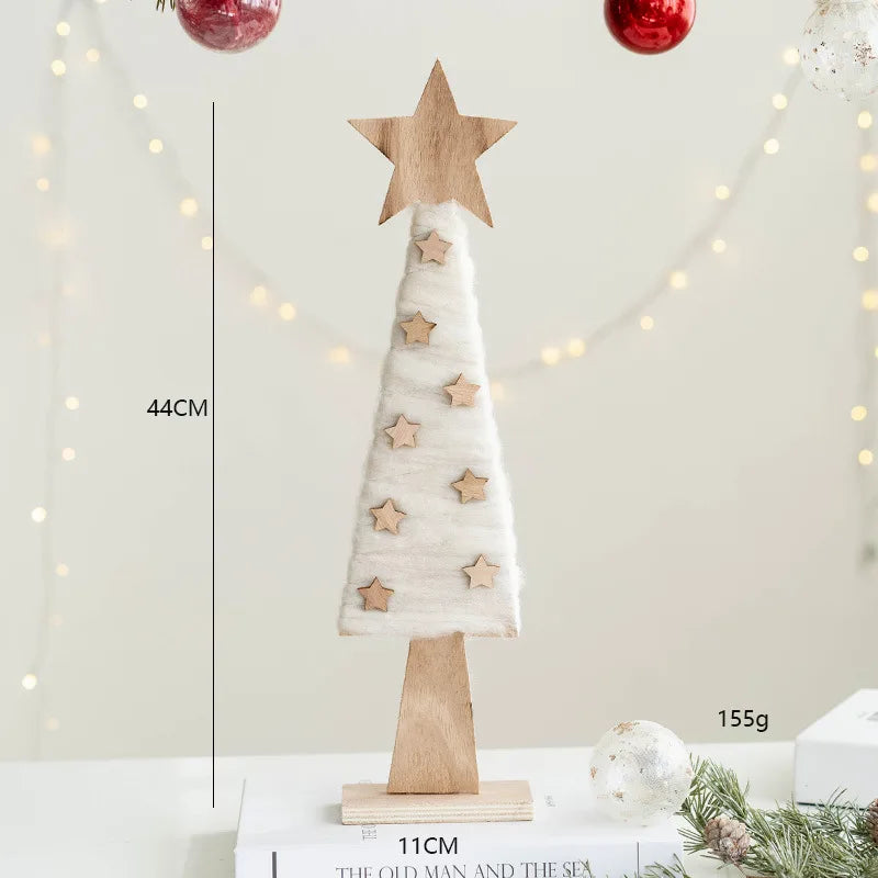 Décorations de Noël – Petits animaux, père noël et sapin en bois et feutre de laine