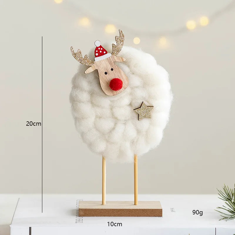 Décorations de Noël – Petits animaux, père noël et sapin en bois et feutre de laine