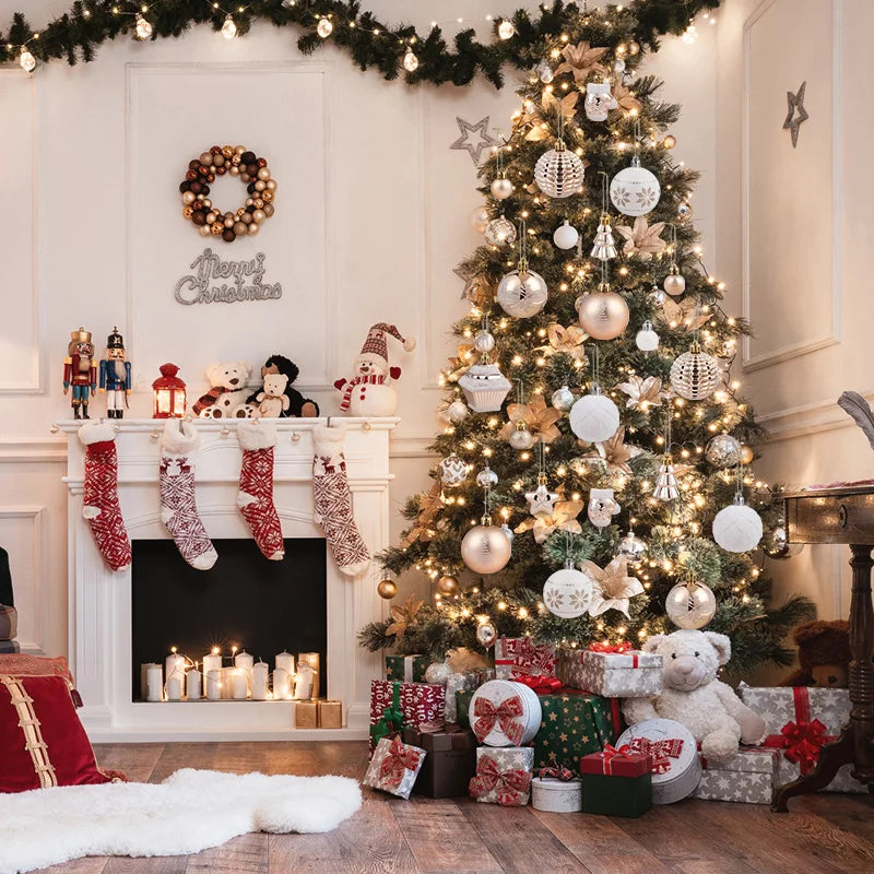 Lot de 42 boules de Noël blanches et champagne