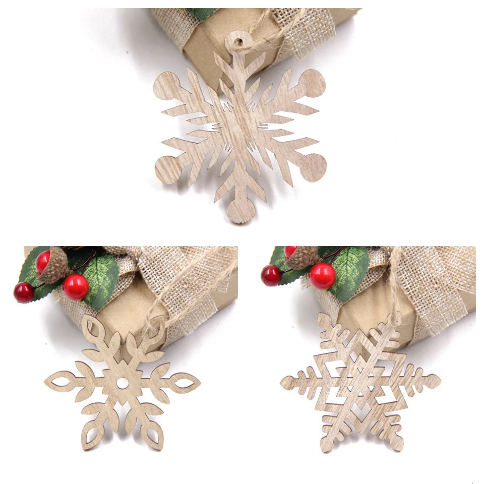Décorations de sapin – Flocons en bois à suspendre