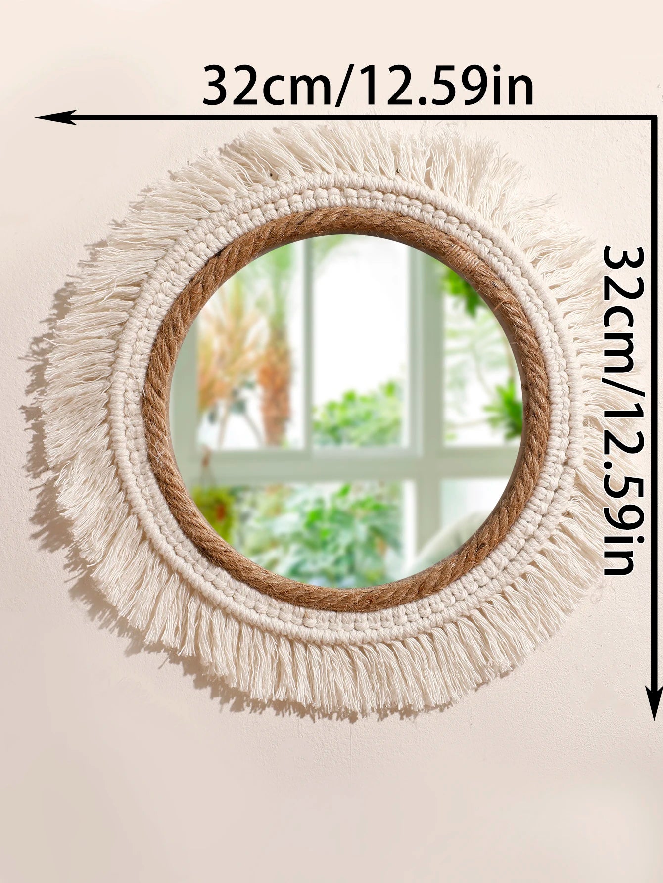Petit miroir rond en corde tressée