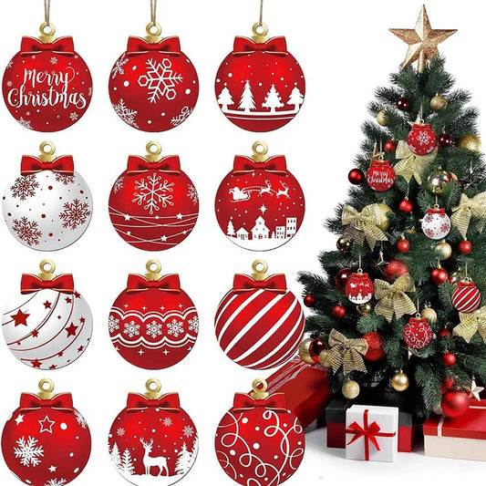Lot de 12 boules de Noël rouges – Décorations de sapin classiques et festives