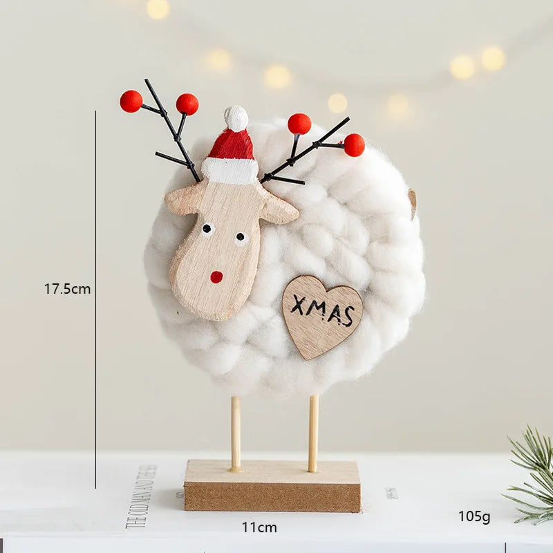 Décorations de Noël – Petits animaux, père noël et sapin en bois et feutre de laine