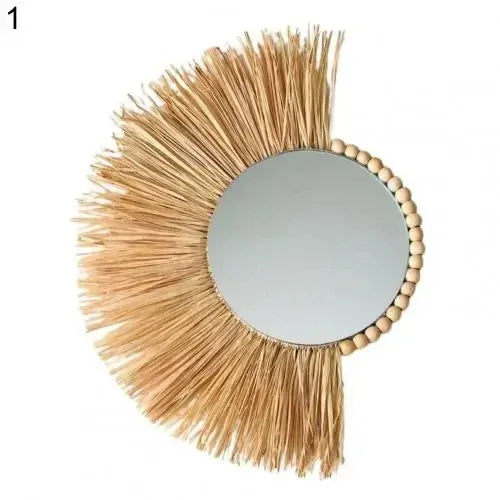 Miroir en acrylique avec encadrement de paille