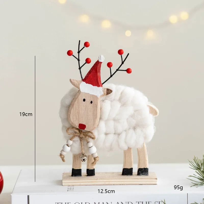 Décorations de Noël – Petits animaux, père noël et sapin en bois et feutre de laine