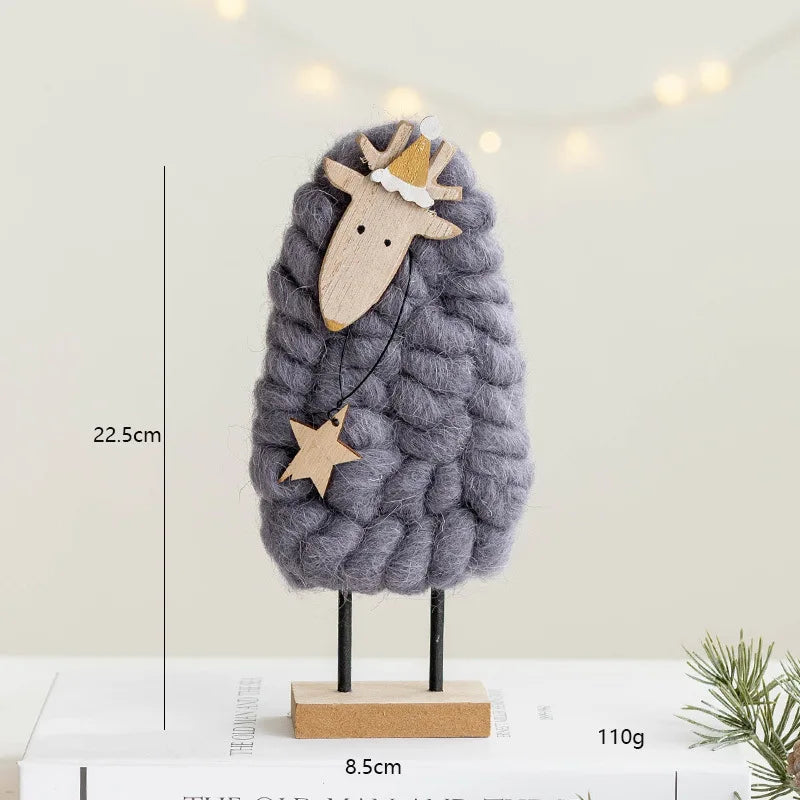 Décorations de Noël – Petits animaux, père noël et sapin en bois et feutre de laine