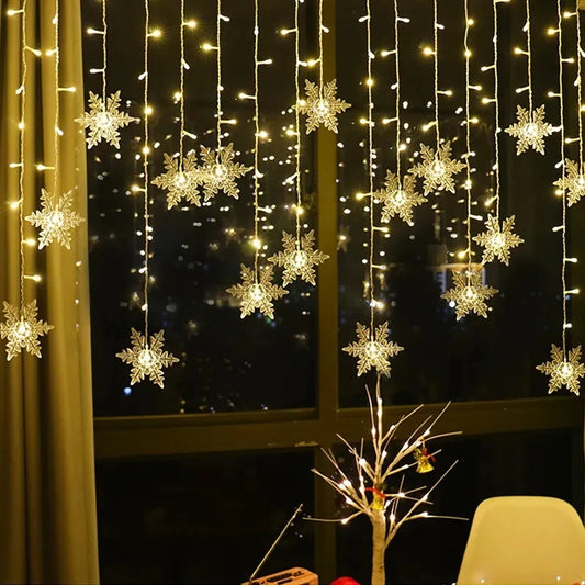 Guirlande de Noël flocon de neige en rideau lumineux