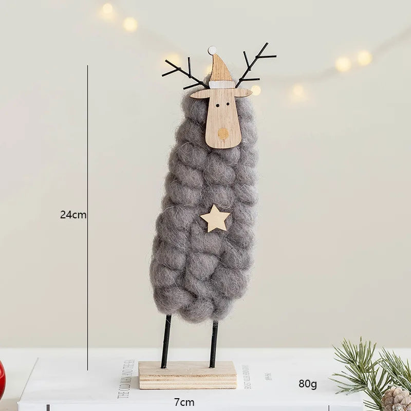 Décorations de Noël – Petits animaux, père noël et sapin en bois et feutre de laine