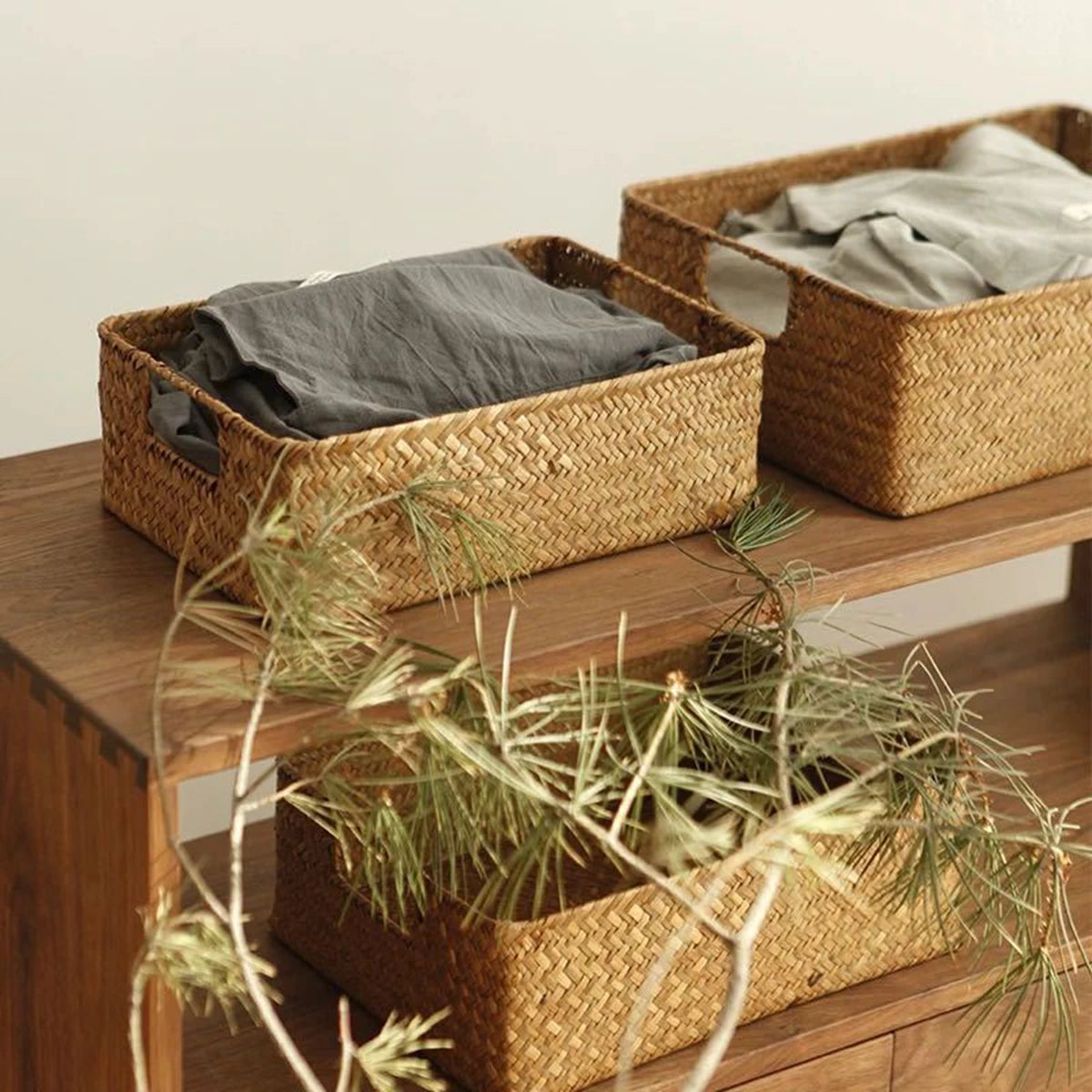Panier de rangement en osier tressé