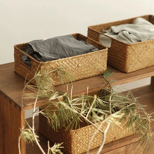 Panier de rangement en osier tressé