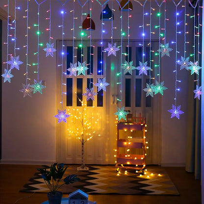 Guirlande de Noël flocon de neige en rideau lumineux