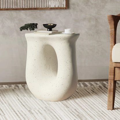 Petite table d’appoint en béton blanc – Design minimaliste