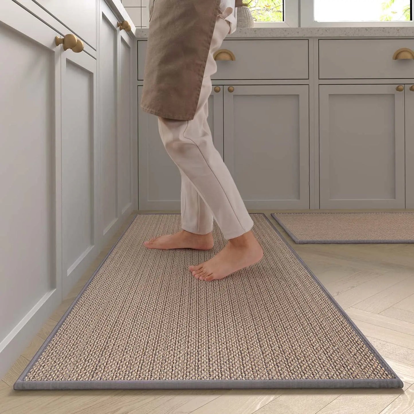 Tapis de cuisine synthétique imitation jonc de mer/sisal