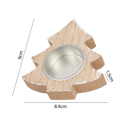 Bougeoir en bois – Flocon de neige, étoile et sapin