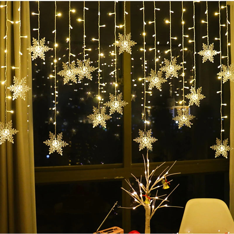 Guirlande de Noël flocon de neige en rideau lumineux