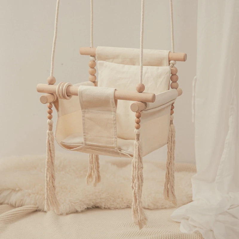 Chaise balançoire en bois pour enfants