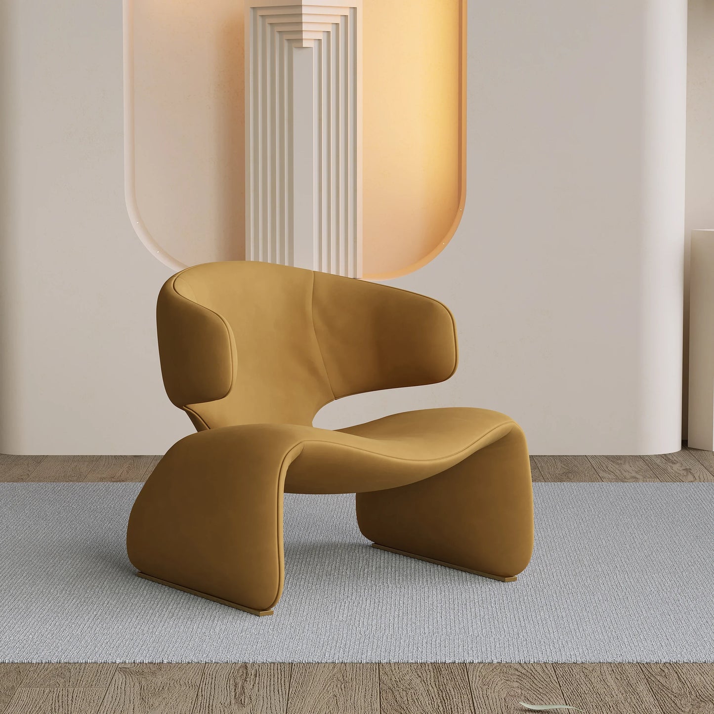 Fauteuil design en tissu – Structure en fer noir, style moderne et luxueux