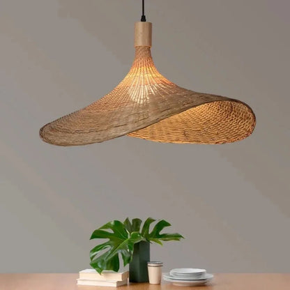 Suspension luminaire en rotin